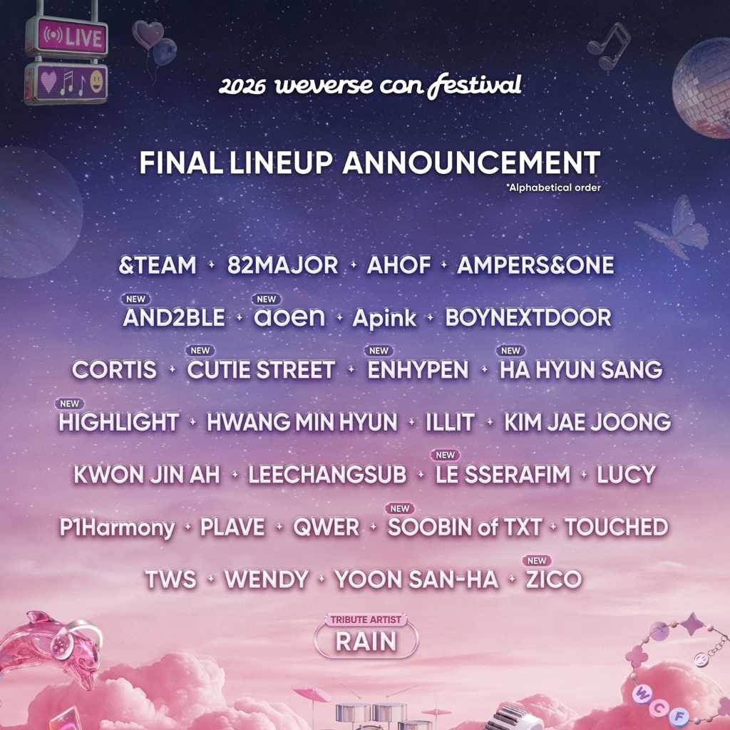 CUTIE STREETからZB1&EVNNE出身メンバー所属のAND2BLEまで、HYBE主催「Weverse Con」最終ラインナップ発表