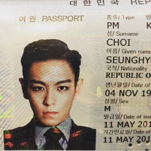 Bigbangのt O P 完璧すぎる パスポート写真に絶賛の声 Kstyle