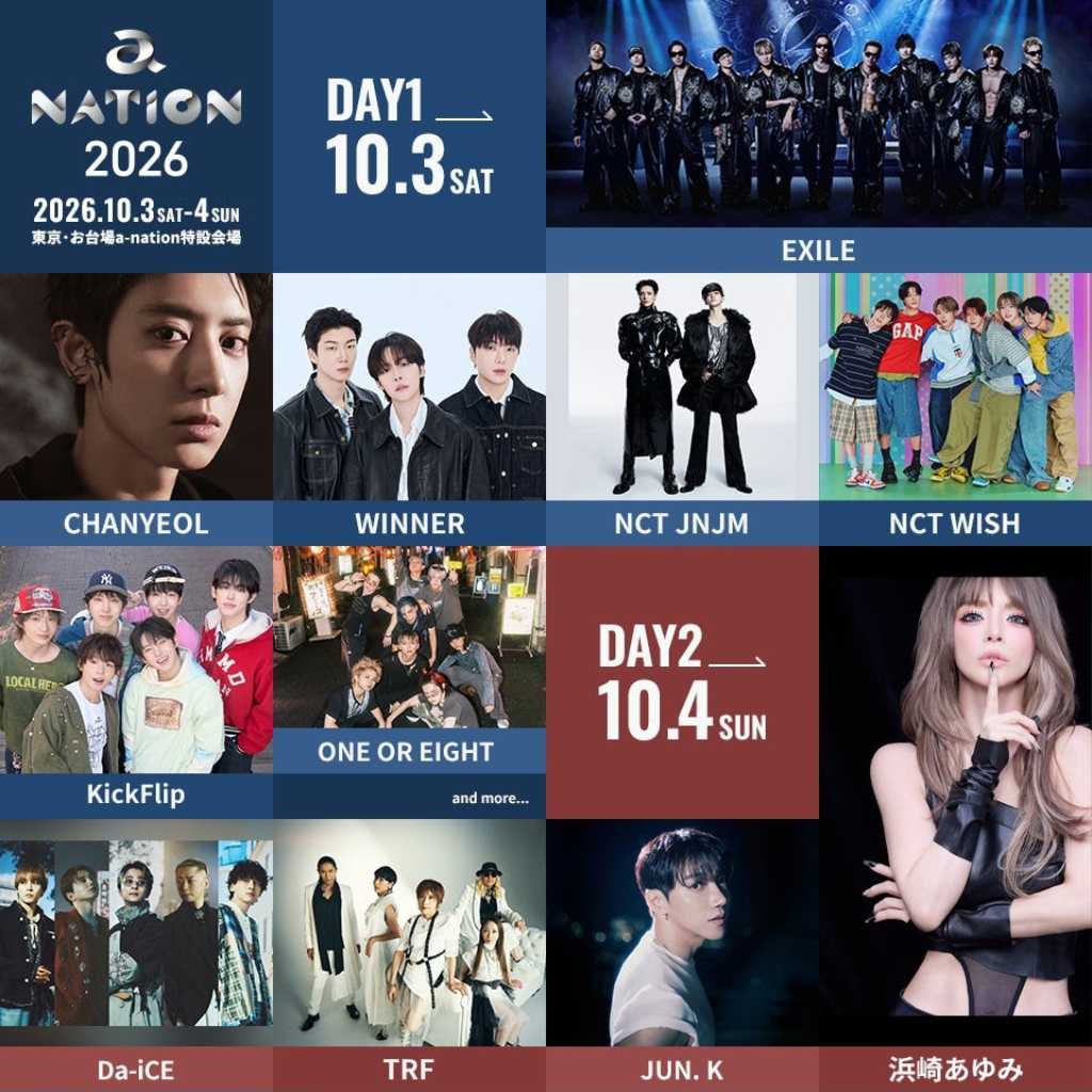 NCT WISH、EXO チャンヨルからJ․Y․ Parkまで!「a-nation 2026」第1弾出演アーティスト発表