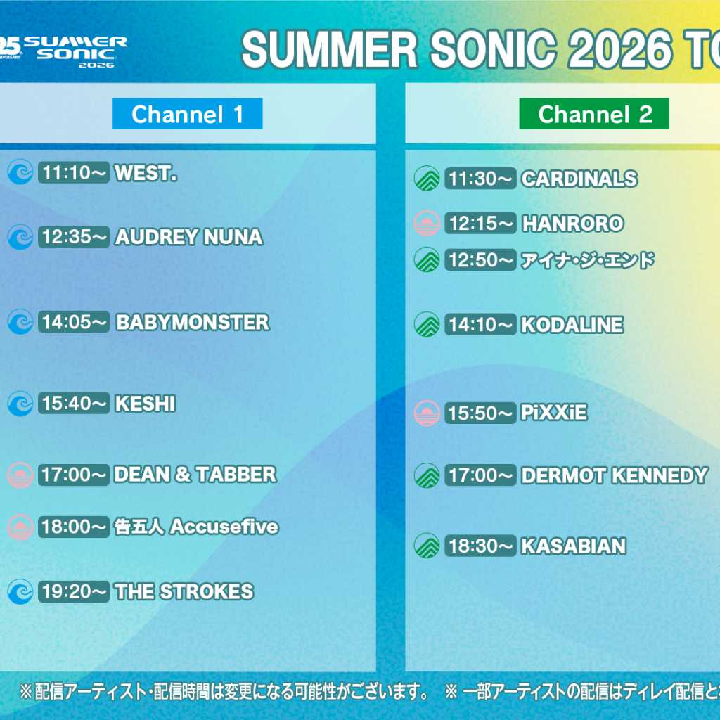 TWSからLE SSERAFIM、BABYMONSTERまで出演！「SUMMER SONIC 2026」配信タイムテーブルを公開
