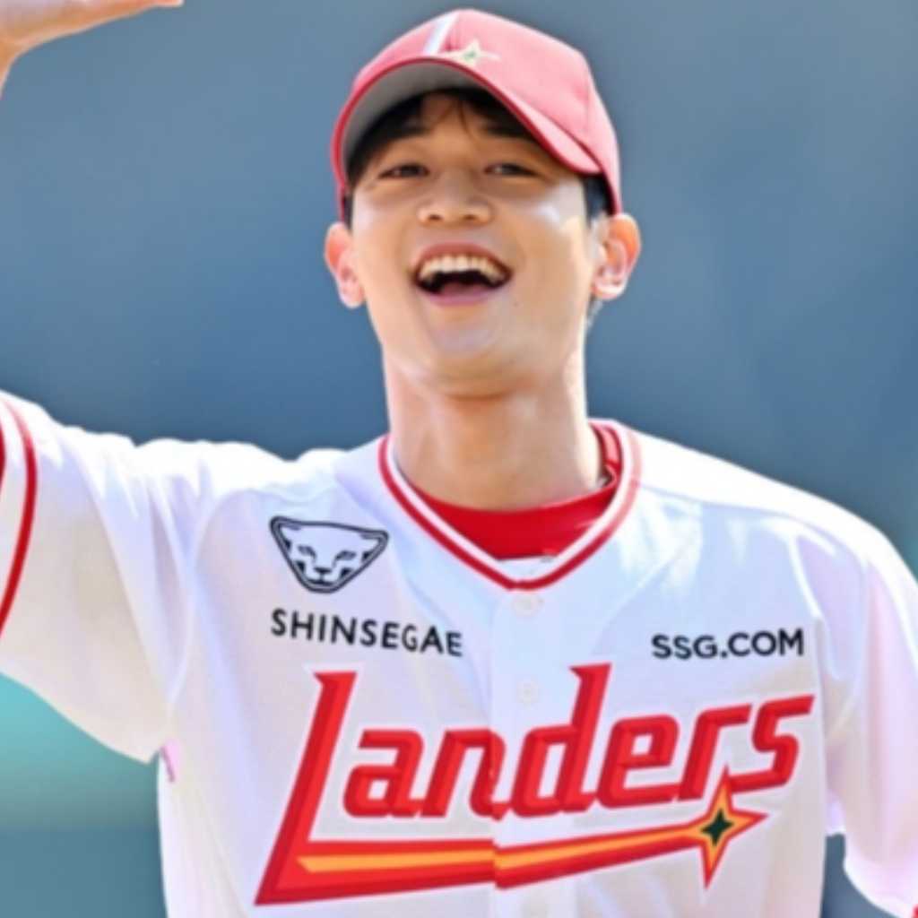 【PHOTO】SHINee ミンホ、始球式に登場…美しい投球フォームを披露