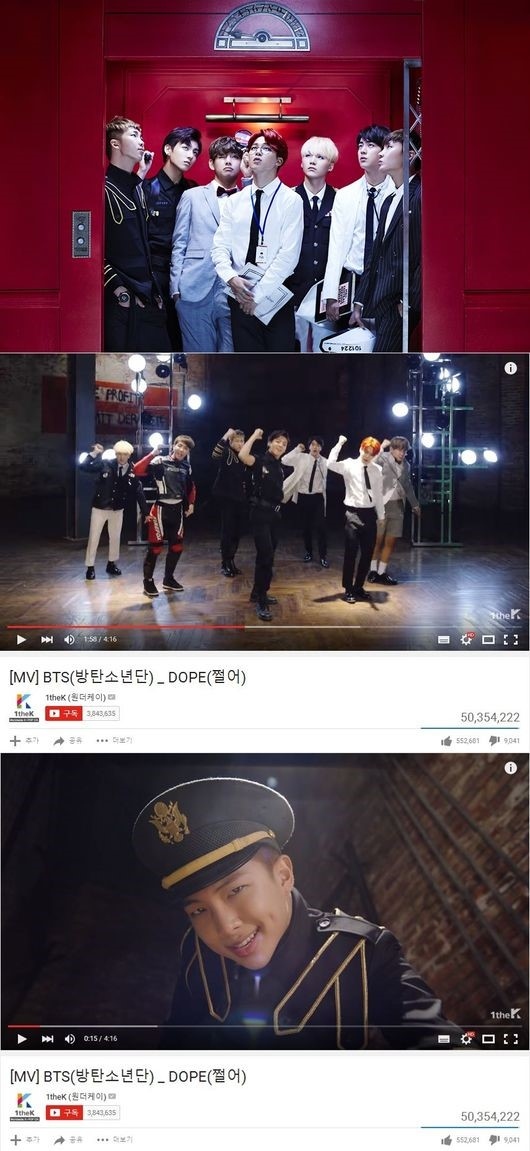 防弾少年団 Dope Mvのyoutube再生回数が5000万回を突破 続く人気 Kstyle