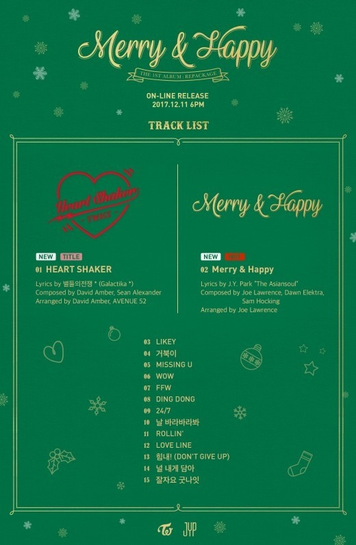 Twiceのクリスマスを予告 リパッケージアルバム Merry Happy トラックリスト公開 Kstyle