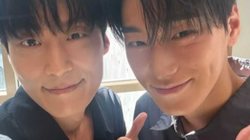 ホ・ナムジュン、ATEEZのSANと対面!まるで兄弟のようなツーショットが話題に
