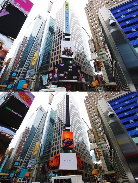 Nu Est W ニューヨーク タイムズスクエアの電光掲示板に登場 ファンとの思い出が集まった広告に注目 Kstyle