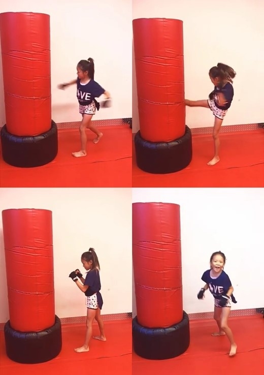 Shihoの娘サランちゃん 父親譲りの運動神経にびっくり キックボクシング初挑戦の動画を公開 動画あり Kstyle