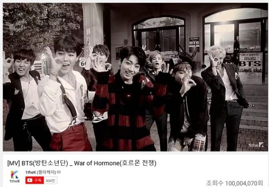 Bts 防弾少年団 War Of Hormone のmv再生回数が1億回を突破 これで 11曲目の記録 Kstyle