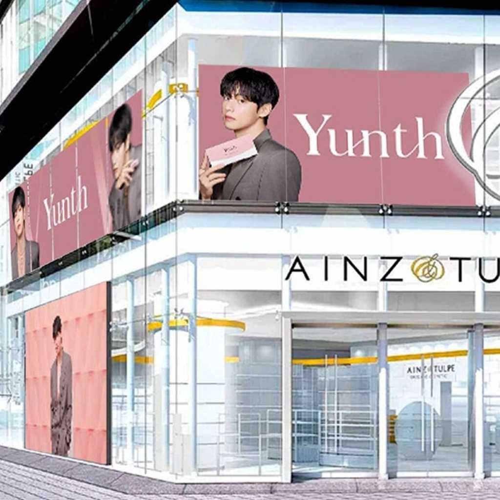 BTSのV、大型ビジュアルでジャック！スキンケアブランド「Yunth」本日より新宿でポップアップを開催