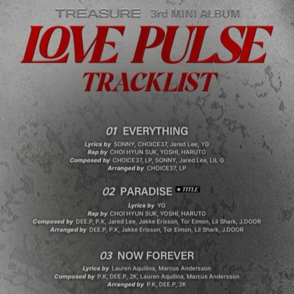 TREASURE、3rdミニアルバム「LOVE PULSE」トラックリストを公開
