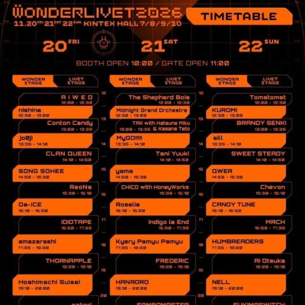 クロミが韓国で初ライブ！「WONDERLIVET 2026」豪華タイムテーブルを公開