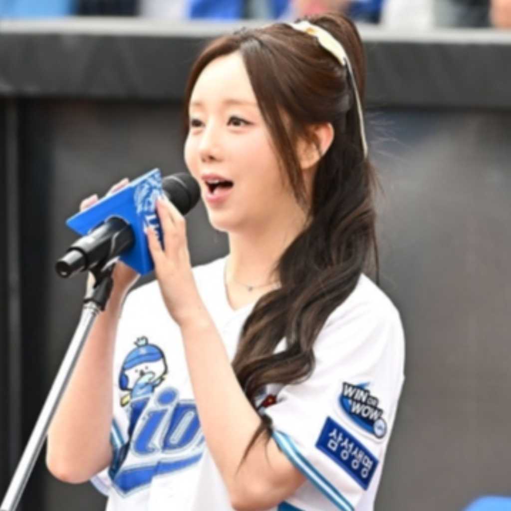 【PHOTO】LOVELYZのKei、国歌斉唱のため野球場に登場…美しい歌声で魅了