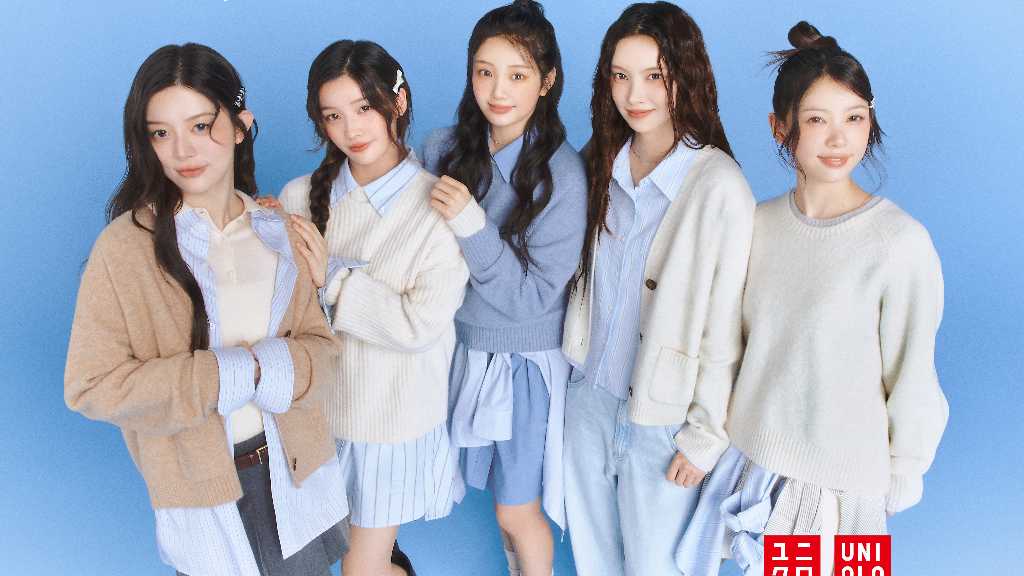 Girl group ILLIT appears in Uniqlo's web commercial featuring their new 'Sufure Yarn' knitwear, showcasing unique styles and comfort.