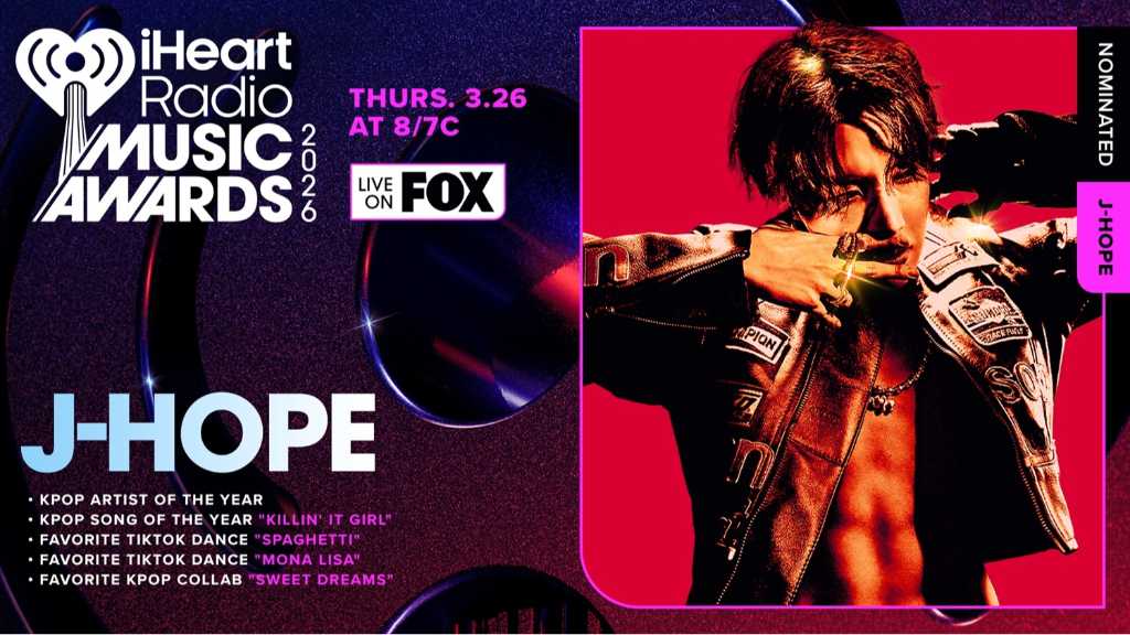 BTSが「2026 iHeartRadio Music Awards」にノミネート。J-HOPEは4部門、ジンはソロアルバムでキャリアハイを記録。