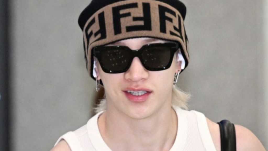 Bang Chan of Stray Kids arrives in Korea after attending the FENDI fashion show in Italy on the afternoon of the 26th.
