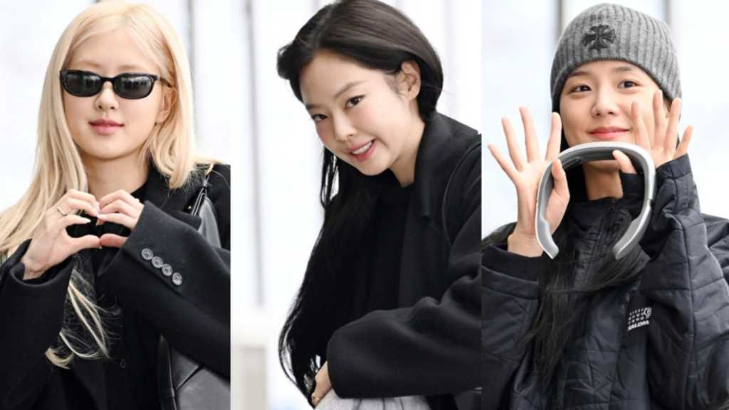 BLACKPINK's Rosé, Jisoo, and Jennie arrive in Tokyo for their world tour. Concerts at Tokyo Dome on 16-18. New album drops Feb 27.