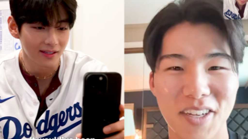BTSのVがドジャースの始球式に登場し、キム・ヘソン選手とFaceTimeで交流。Vは明るい笑顔で投球を披露し、会場は歓声に包まれた。