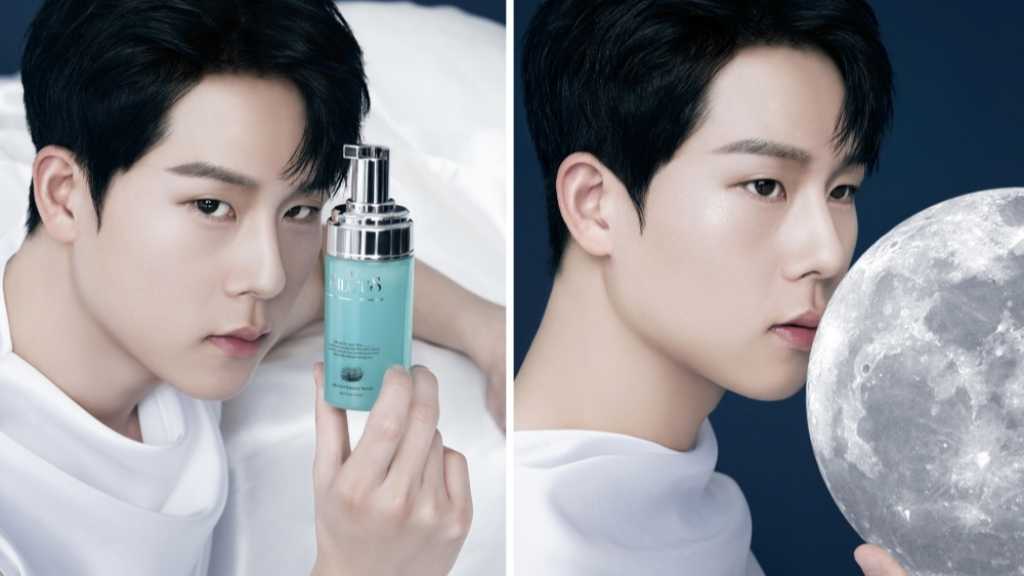 MONSTA Xのジュホンがスキンケアブランド「SILCUS」のモデルに選ばれ、透明感のある肌でブランドのイメージを体現。