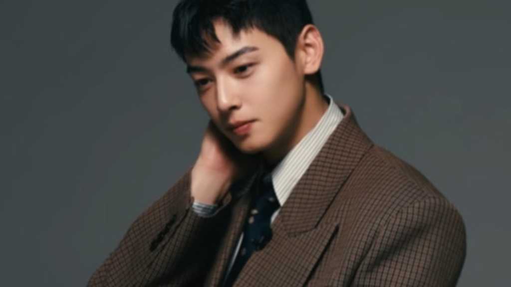 Cha Eun-woo's last photoshoot before military enlistment revealed, showcasing his visuals and candid thoughts on his dual identity.