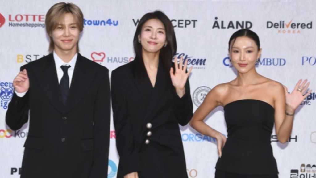 K-Pop stars SHINee's Taemin, MAMAMOO's Hwasa, and Ha Ji-won attended the ambassador appointment ceremony for the 2025 NY Hallyu Expo.