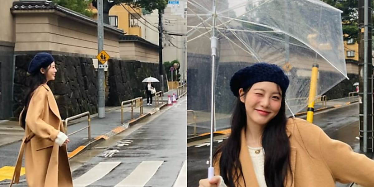 Actress Shin Ye-eun shares charming photos in Tokyo rain on Instagram, receiving adoring comments from fans about her cuteness.