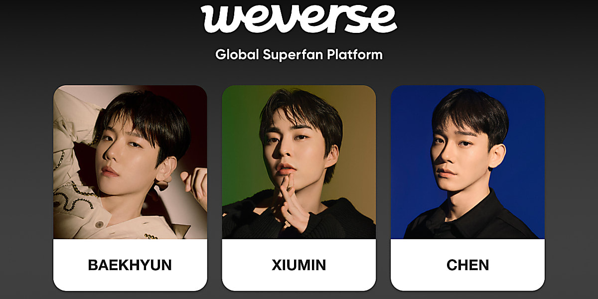 EXOのベクヒョン、シウミン、チェンのWeverse公式コミュニティがオープン。ファンとのコミュニケーションを強化。