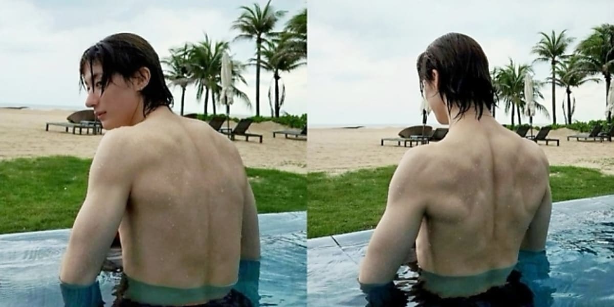 RIIZE's Anton shares a stunning photo of his back, garnering 770,000 likes in 16 hours, captivating fans with his looks and swimming background.