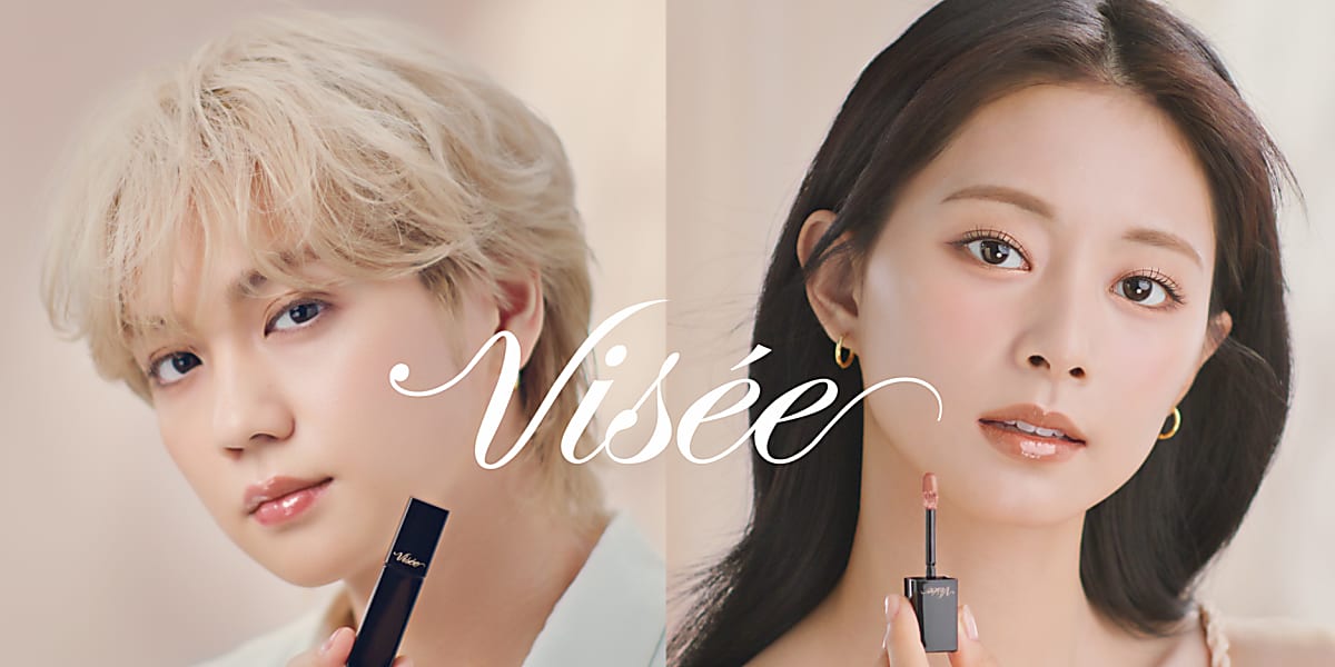 Visée launches 'Nenmaku Fake Liquid' with a new web CM featuring TWICE's Tzuyu and THE RAMPAGE's Yoshino, showcasing vibrant lip colors.