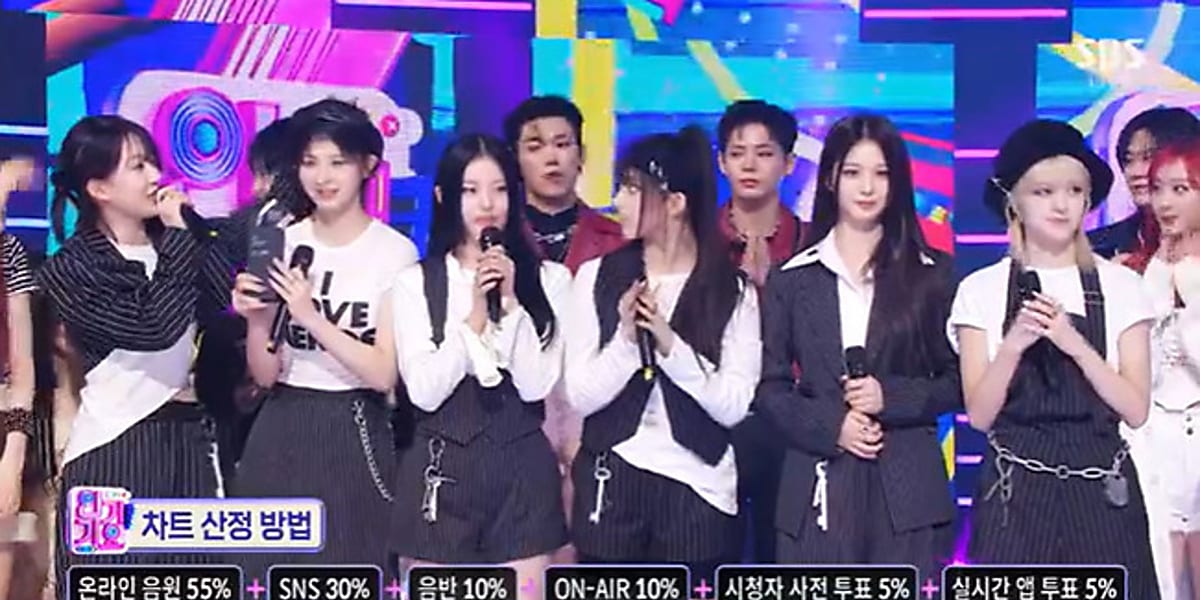 NMIXX's "DASH" takes first place on SBS "Popular Music" in Korea, expressing gratitude to fans and staff.