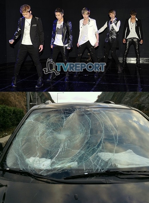 新人グループa Cian 交通事故の写真を公開 車のフロントガラスが大きく破損 Kstyle