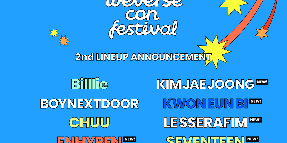 HYBE announces lineup for 2024 Weverse Con Festival, featuring top artists like SEVENTEEN and LE SSERAFIM.