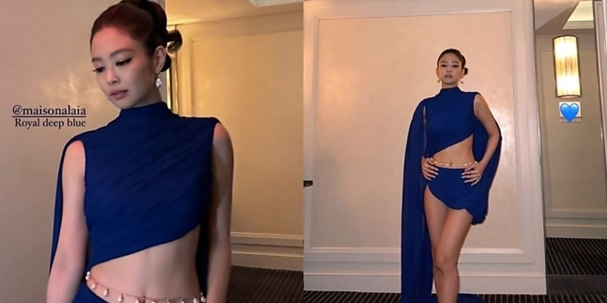 Jenny of BLACKPINK stuns fans with her dress at "Met Gala" themed "Sleeping Beauties: Reawakening Fashion," wearing a blue Alaia dress.
