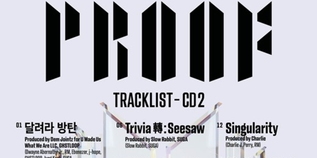 BTS（防弾少年団）、ニューアルバム「Proof」2枚目のCDのトラック