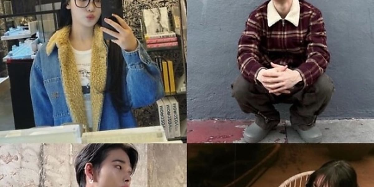 Shearling jackets are versatile for winter fashion, as seen on aespa's NINGNING, IZ*ONE's Cho Yur, NCT's Jaehyun, and ENHYPEN's Ni-ki.